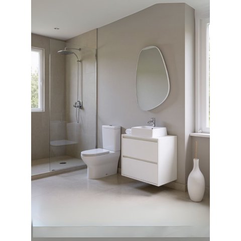 Gabinete para Banheiro com Cuba e Espelheira Organica 60cm Mdf Branco Dubai - On Móveis