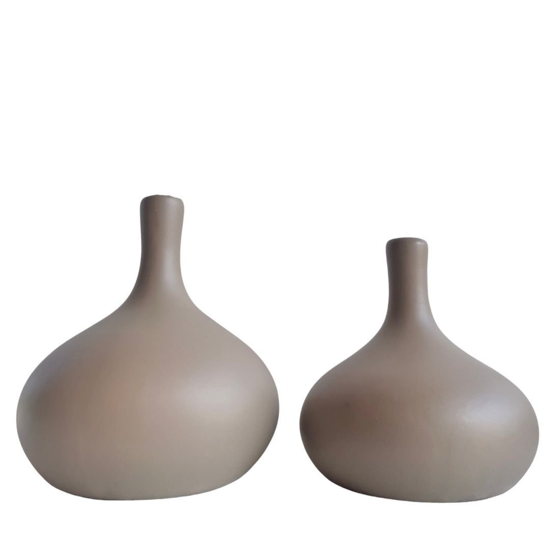 Dupla vaso garrafa cáqui aladim cerâmico enfeite p/ mesa