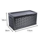 Ver imagem 5 de Bau Caixa Organizadora Multiuso e Banco Plástico 2 Pessoas Rattan 335 Litros Starplast -preto