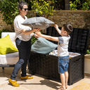 Ver imagem 2 de Bau Caixa Organizadora Multiuso e Banco Plástico 2 Pessoas Rattan 335 Litros Starplast -preto