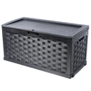 Ver imagem 3 de Bau Caixa Organizadora Multiuso e Banco Plástico 2 Pessoas Rattan 335 Litros Starplast -preto