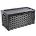 Ver imagem 1 de Bau Caixa Organizadora Multiuso e Banco Plástico 2 Pessoas Rattan 335 Litros Starplast -preto