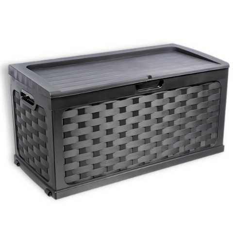 Bau Caixa Organizadora Multiuso e Banco Plástico 2 Pessoas Rattan 335 Litros Starplast -preto