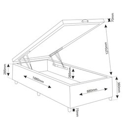Base Box Baú Solteiro Ibiza 35cm 1,88m 0,88m - 3