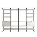 Ver imagem 3 de Closet Industrial Casal Completo Loft Branco 4 Módulos Cabideiro com Gavetas Ferro Preto