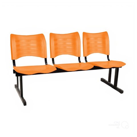 Cadeira para Recepção Iso 3 Lugares em Polipropileno Laranja