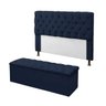 Kit Cabeceira e Calçadeira Baú Mirage Casal 140cm:Azul Marinho - 1
