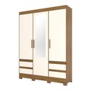 Ver imagem 3 de Guarda-roupa Solteiro Lema 3 Portas 4 Gavetas com Espelho Nature/off White - Henn