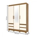 Ver imagem 5 de Guarda-roupa Solteiro Lema 3 Portas 4 Gavetas com Espelho Nature/off White - Henn
