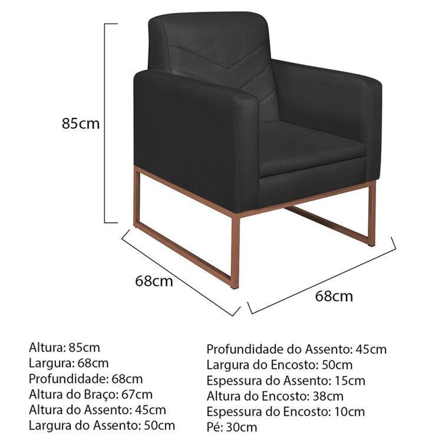 Kit 2 Poltronas Suede Base de Ferro Bali - 3