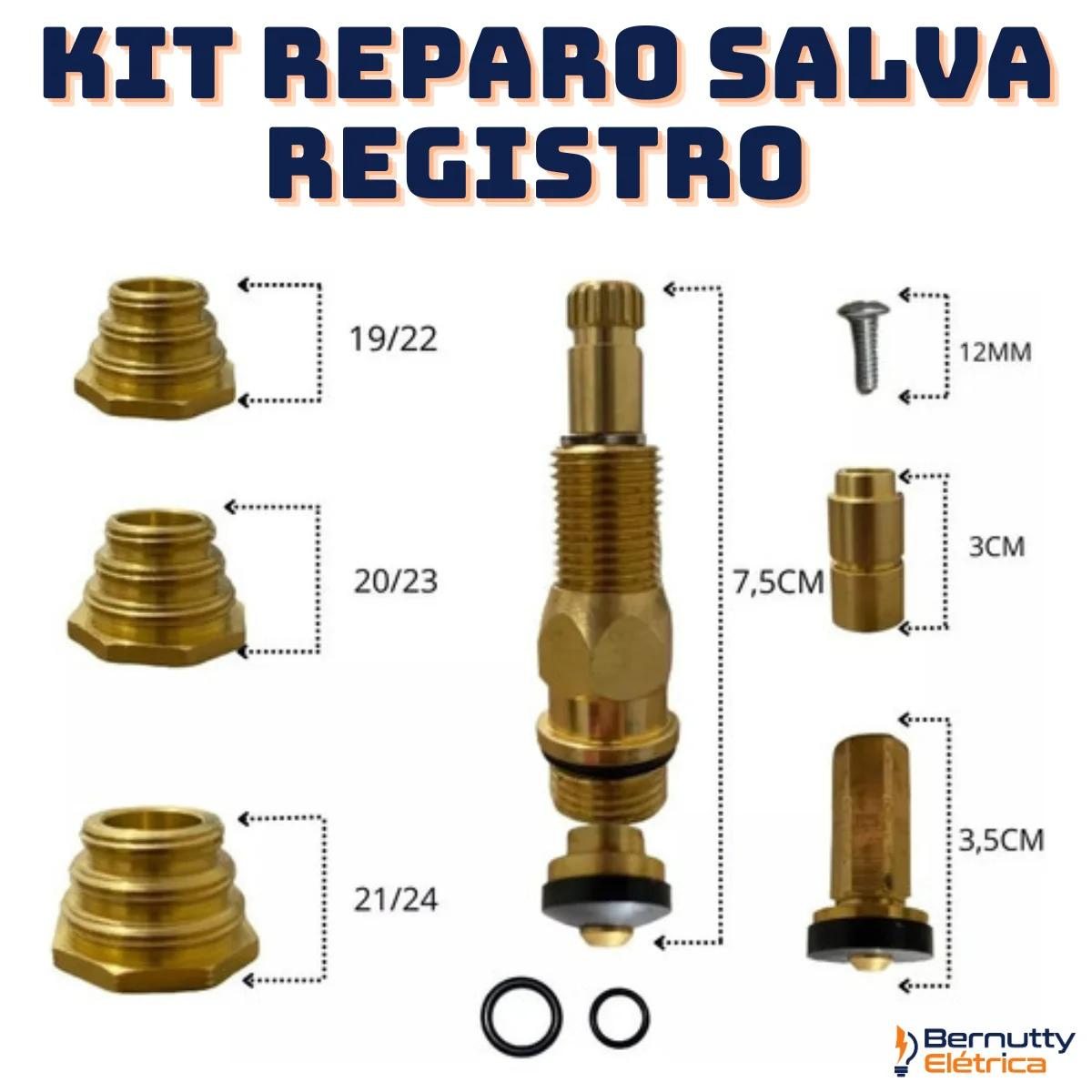 Kit Reparo Salva Registro Blukit 10x1 Fácil Chuveiro Pressão Metal Banheiro - 4