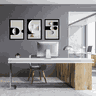 Tríptico - Quadros Decorativos Abstrato Geométrico Grande:Preto - 2