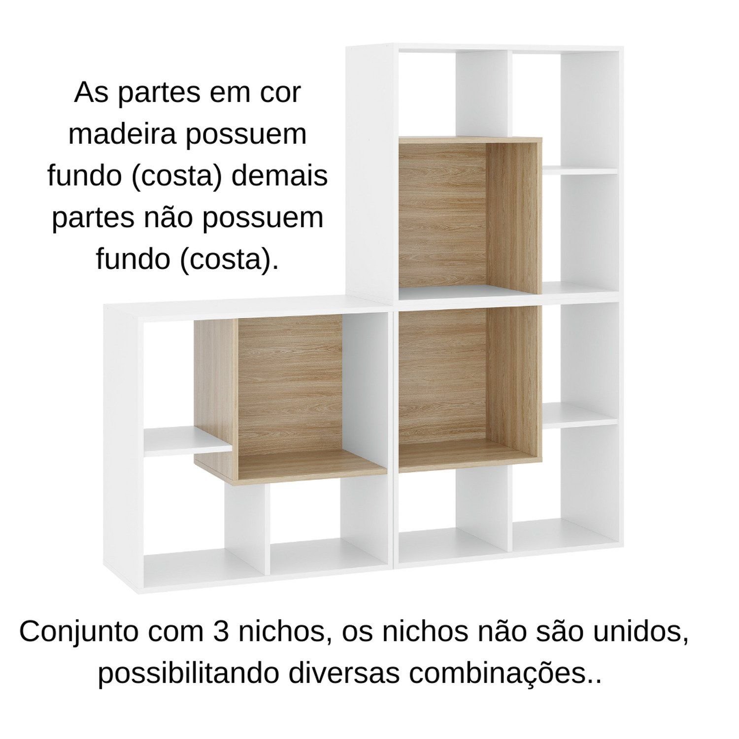 Nicho Organizador Conjunto com 3 Unidades Sonho Branco