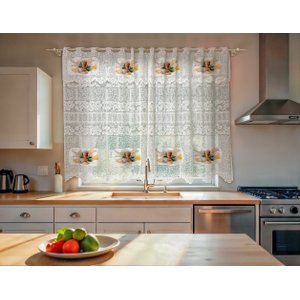 Cortina para Cozinha Customizada Renda Estampa Café