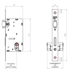Fechadura Rolete Roseta Quadrada - Preto Fosco 3f - 2
