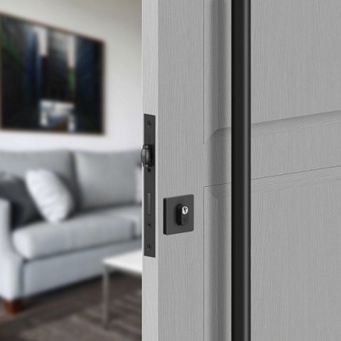 Fechadura Rolete Roseta Quadrada - Preto Fosco 3f