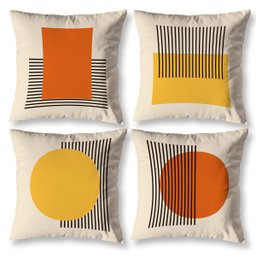 Kit 4 Almofadas Cheias 40cm X 40cm Decorativas Estampadas Digital Sala Sofá Quarto Listras Geo - 2