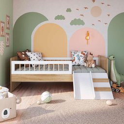 Cama Solteiro Montessoriana com Colchão Ortobom Aveiro Branco Shop Jm - 1