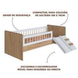 Cama Solteiro Montessoriana com Colchão Ortobom Aveiro Branco Shop Jm - 3