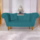 Ver imagem 2 de Namoradeira Recamier Sofá Decorativo 02 Lugares Dubai Suede Azul Turquesa - Incasa Decor