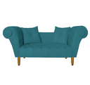 Ver imagem 1 de Namoradeira Recamier Sofá Decorativo 02 Lugares Dubai Suede Azul Turquesa - Incasa Decor
