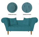 Ver imagem 5 de Namoradeira Recamier Sofá Decorativo 02 Lugares Dubai Suede Azul Turquesa - Incasa Decor