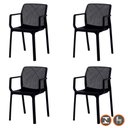 Ver imagem 2 de Kit 4 Cadeiras com Braços Empilhavel Inmetro Sardenha Vega Fratini Polipropileno Preto