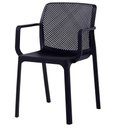 Ver imagem 1 de Kit 4 Cadeiras com Braços Empilhavel Inmetro Sardenha Vega Fratini Polipropileno Preto