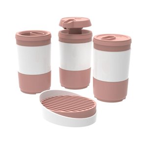 Kit Banheiro Code Crippa com 4 Peças (porta Escova, Porta Sabonete Líquido, Porta Algodão e