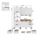 Ver imagem 4 de Cozinha Compacta Americana Grazi 6 Portas 5 Gavetas com Tampo Branco/Carvalho Tropical - Tecno Mobil