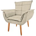 Ver imagem 3 de Poltrona Decorativa Opala Classic Suede Bege Pés Madeira Mz Decor
