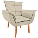 Ver imagem 1 de Poltrona Decorativa Opala Classic Suede Bege Pés Madeira Mz Decor