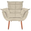 Ver imagem 2 de Poltrona Decorativa Opala Classic Suede Bege Pés Madeira Mz Decor