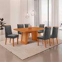 Ver imagem 2 de Mesa de Jantar Carolina Yasmin 180 cm Tampo MDF Canto Copo Laminado com 6 Cadeiras Moderna Mobília
