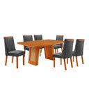 Ver imagem 1 de Mesa de Jantar Carolina Yasmin 180 cm Tampo MDF Canto Copo Laminado com 6 Cadeiras Moderna Mobília