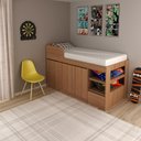 Ver imagem 3 de Cama Infantil com Escrivaninha Armário e Gavetas Multifuncional Amêndoa - Tecno Mobili