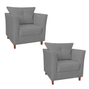 Ver imagem 1 de Jogo 02 Poltrona Estofada Com Almofada Isis Recepção Consultório Suede Cinza - LM DECOR