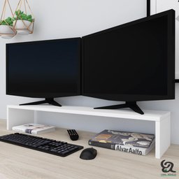 Suporte Notebook Monitor em Mdf Base Mesa Escritório Branco - 1
