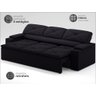 Sofá com Porta Copos Retrátil e Reclinável Pop 2,05m Velosuede Preto - Netsofas - 3