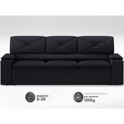 Sofá com Porta Copos Retrátil e Reclinável Pop 2,05m Velosuede Preto - Netsofas - 4