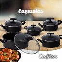 Ver imagem 4 de Jogo De Panelas 5 Peças Antiaderente Teflon Tampa De Vidro Tamanhos 16cm 18cm 20cm 22cm e 24cm