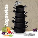 Ver imagem 3 de Jogo De Panelas 5 Peças Antiaderente Teflon Tampa De Vidro Tamanhos 16cm 18cm 20cm 22cm e 24cm