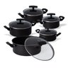 Jogo De Panelas 5 Peças Antiaderente Teflon Tampa De Vidro Tamanhos 16cm 18cm 20cm 22cm e 24cm - 1
