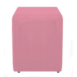 Puf Puff Dado Quadrado Suede Rosê para Sala Recepção Luxo