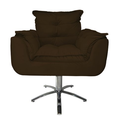 Poltrona Decorativa Opalla Pés Giratório Metal Suede Marrom - DS Estofados