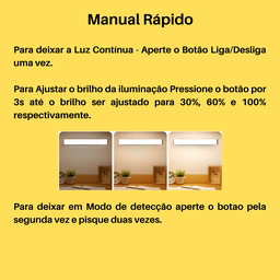 Luminária Barra Luz De Led Sobrepor Branco de 30CM Com Sensor de Movimento Carregamento USB Para Arm - 8
