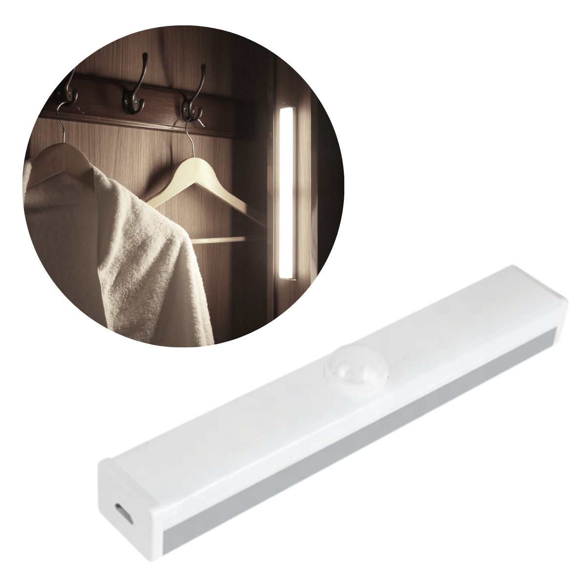 Luminária Barra Luz De Led Sobrepor Branco de 30CM Com Sensor de Movimento Carregamento USB Para Arm