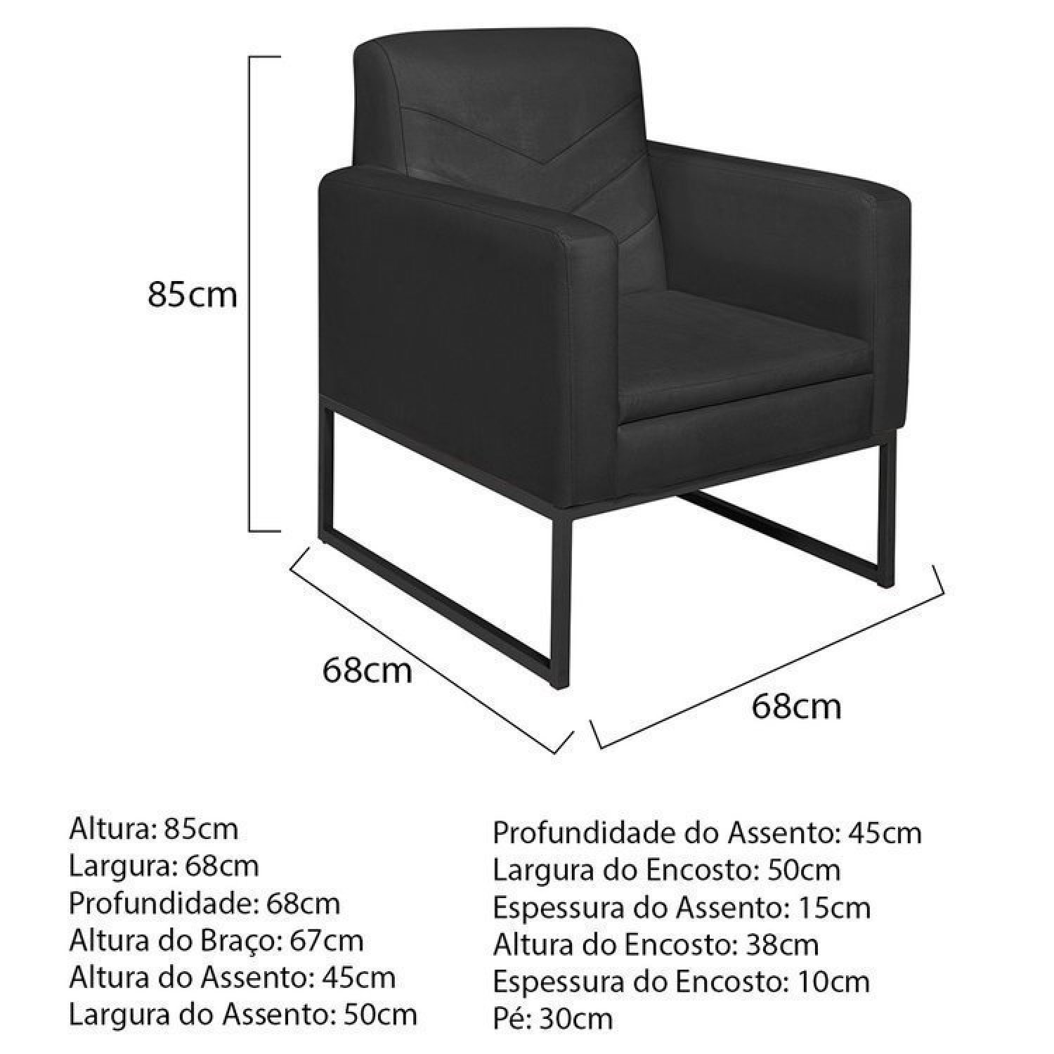 Kit 2 Poltronas Suede Base de Ferro Bali - 3
