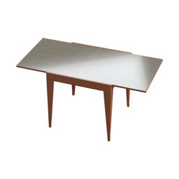 Mesa de Jantar Tock 80cm Extensível 1,60m em Madeira Maciça Imbuia Tampo Vidro Off White - 4
