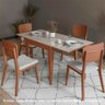 Mesa de Jantar Tock 80cm Extensível 1,60m em Madeira Maciça Imbuia Tampo Vidro Off White - 1
